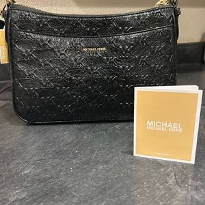 Michael Kors Black Embossed Crossbody Bag